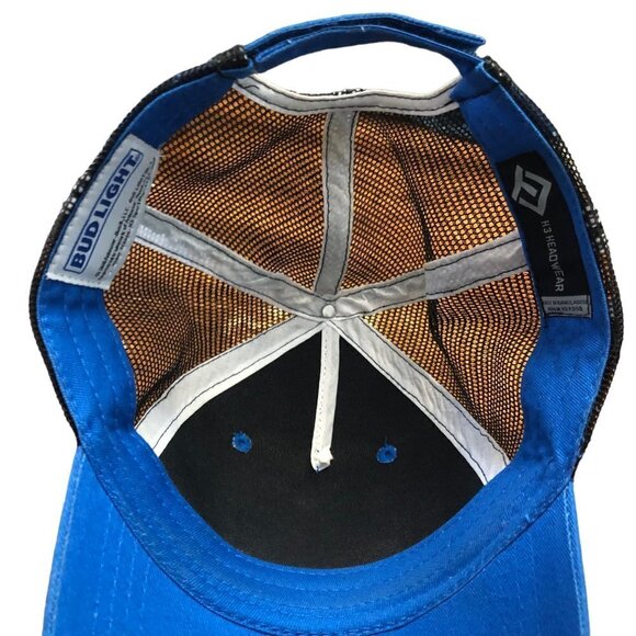 Bud Light Budweiser Adjustable Trucker Hat Cap Blue Mesh Back H3 Headwear EUC - Picture 6 of 8
